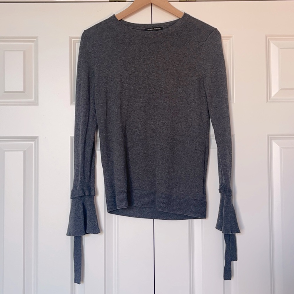 Banana Republic Tie Sleeve Grey Sweater